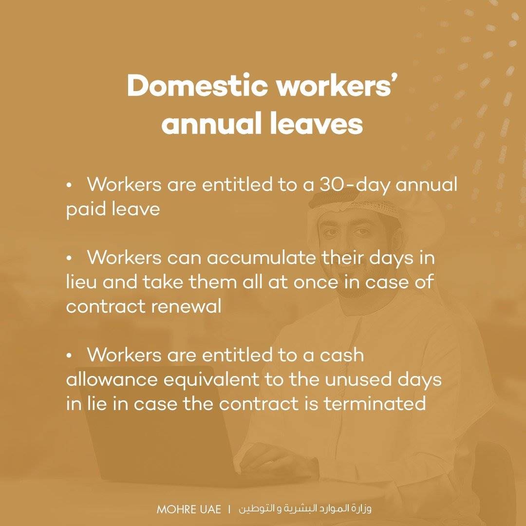 domestic worker annual leave law as per mohre